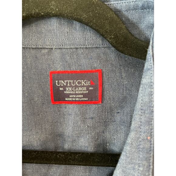 UnTuckit size XXL blue linen button down shirt - Picture 2 of 3